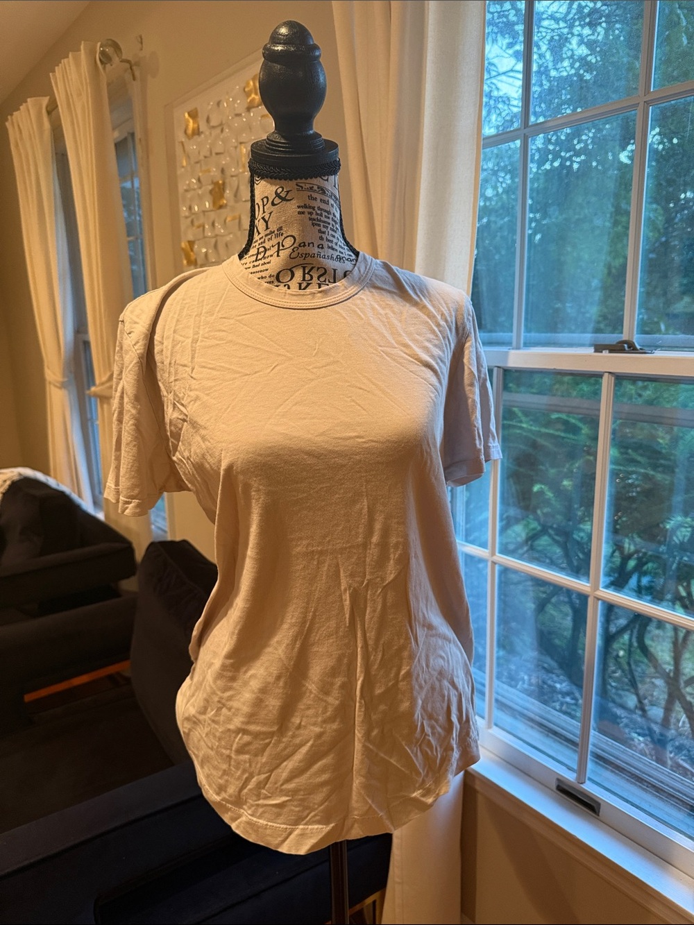Buck Mason Short Sleeve Crewneck Top in Light Beige
